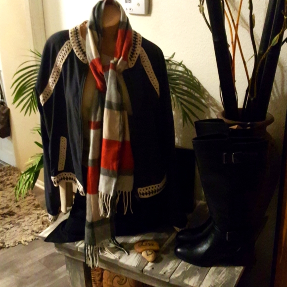 Free People Jackets & Blazers - FREE PEOPLE JACKET GRAY/ CREME CROCHET  SMALL